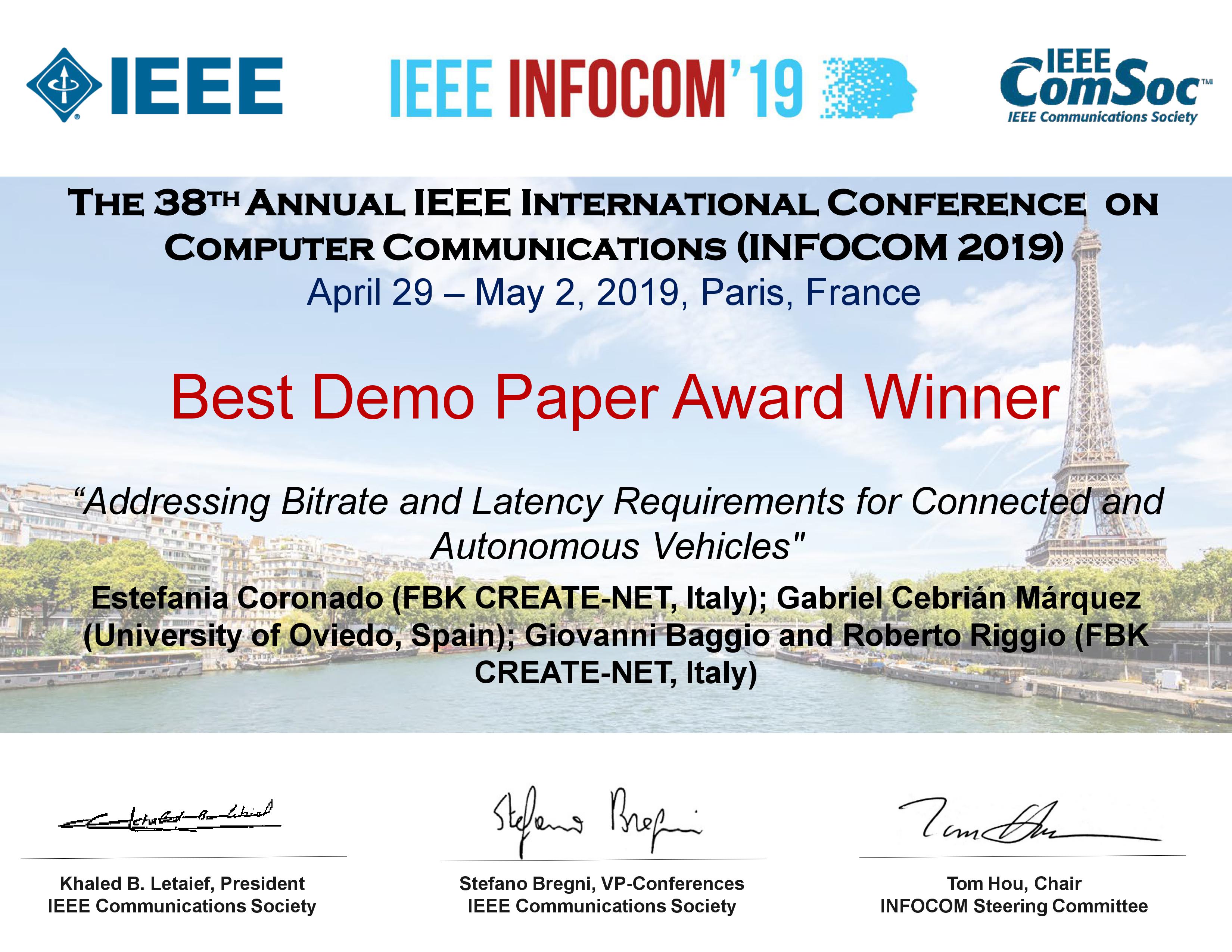 BEST DEMO PAPER AWARD, CONGRATULATIONS! FBK